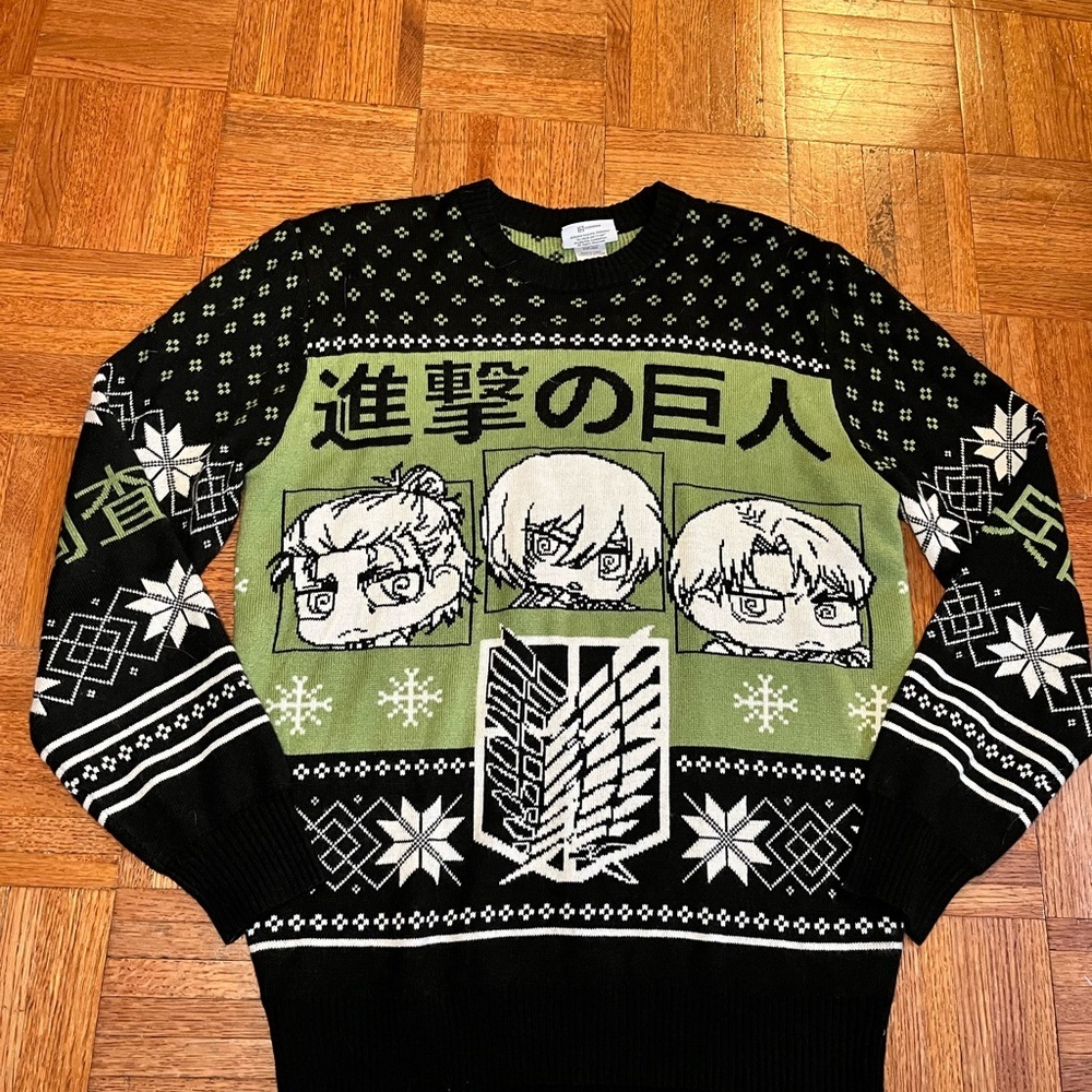 Attack on Titan Black and Green Sweater